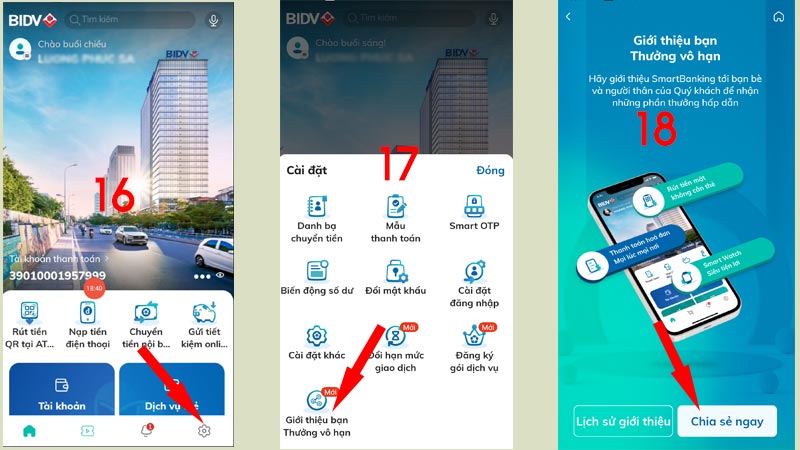 Giới thiệu bạn thưởng vô hạn app bidv smartbanking